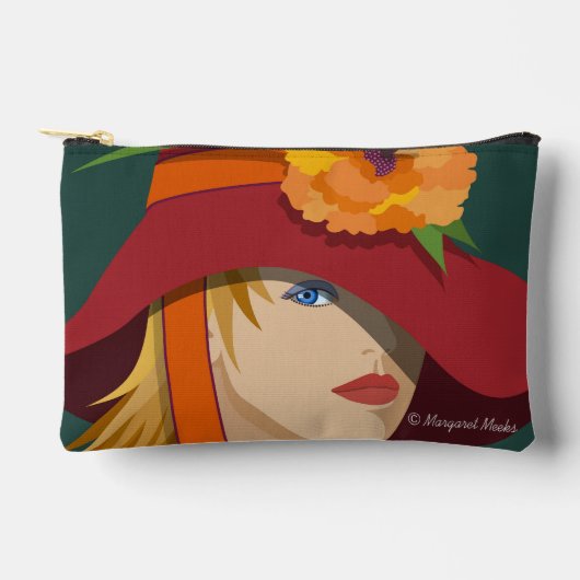 彼女のボンネットに蜂のプリントカットソーバッグ アクセサリーポーチ (正面)