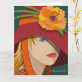 彼女のボンネットの折り畳まれたノートのカードまたは招待状 カード (黄色い花)