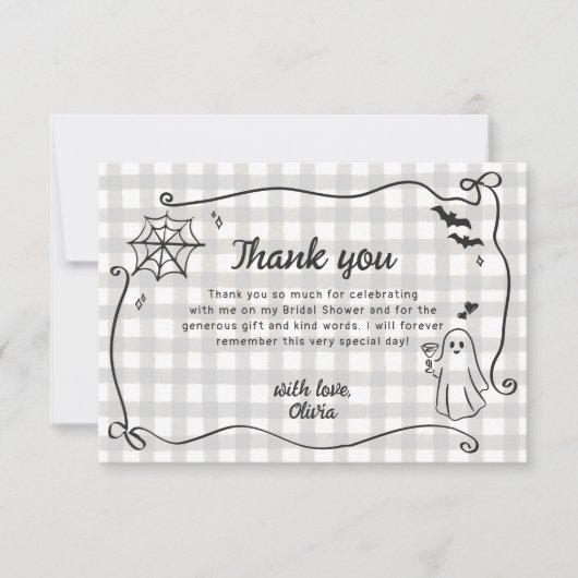 彼女のボーイフレンドは見つけた！ ハロウィンのちょっと変わった結婚前のお披露目会 サンキューカード (正面)