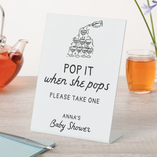 彼女のポップ・アートのポップが赤ちゃんシャワーを手に引いた時 台座サイン (インサイチュ)