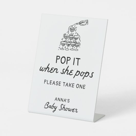 彼女のポップ・アートのポップが赤ちゃんシャワーを手に引いた時 台座サイン (正面)