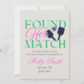 彼女のマッチを見つけた – おもしろいピックボールインスパイアブライダル 招待状 (正面)