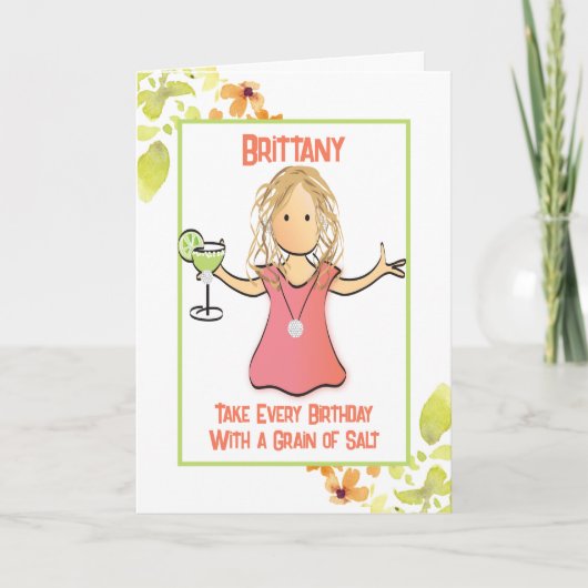 彼女のマーガリタおもしろいマンガの熱帯誕生日のために カード (正面)