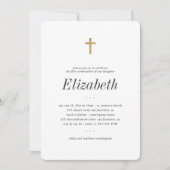 彼女のミニマルな金ゴールドクロスのためのフェイク最初の聖餐式 招待状 (正面)