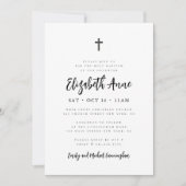 彼女のミニマルモダン主義の十字架の洗礼 招待状 (正面)