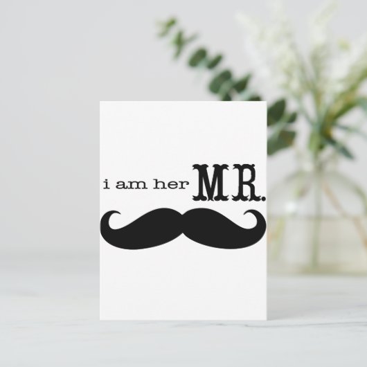 彼女のムスタッシュさんへの結婚式の贈り物 ポストカード (スタンド正面)