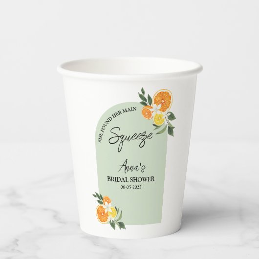 彼女のメインのブライダルシャワーをオレンジ色のシトラスで 紙コップ (裏面)