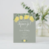 彼女のメインスクイズレモンセージグリーンブライダルシャワー 案内ポストカード (スタンド正面)