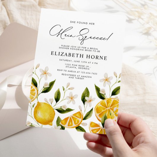彼女のメインスクイズレモンパーティーブライダルシャワー 招待状