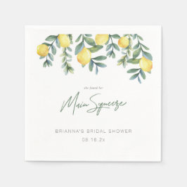 彼女のメインスクイーズが見つかった レモン ブライダルシャワーのナプキン スタンダードカクテルナプキン