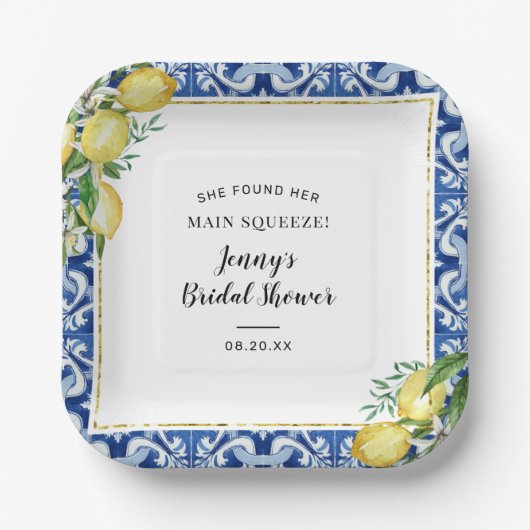 彼女のメインスクイーズレモンブライダルシャワー ペーパープレート (正面)