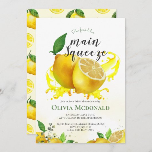 彼女のメインスクイーズ ブライダルシャワー 招待状 (正面/裏面)