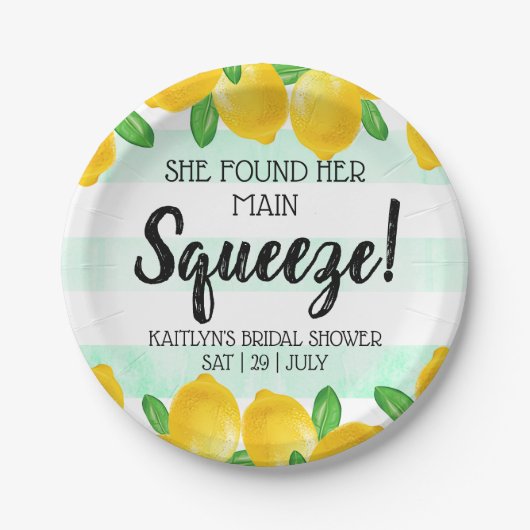 彼女のメインスクイーズ レモン ブライダルシャワー ペーパープレート (正面)