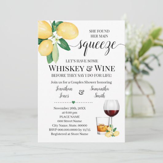 彼女のメイン絞りウイスキーとワインブライダルシャワー 招待状 (スタンド正面)