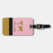 彼女のモダンなシックな旅行ピンク ラゲッジタグ (正面横)