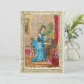 彼女のライティングデスクのビクトリアンな女性 招待状 (スタンド正面)