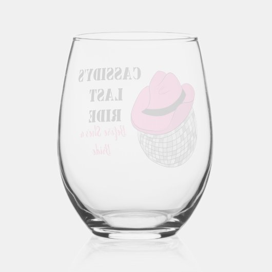 彼女のラストライドディスコ女性のカーボーイバチェロレッテ ステムなしワイングラス (裏面)