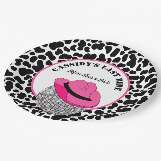 彼女のラストライドディスコ女性のカーボーイバチェロレッテ ペーパープレート (アングル)