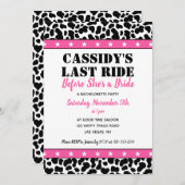 彼女のラストライドディスコ女性のカーボーイバチェロレッテ 招待状 (正面/裏面)