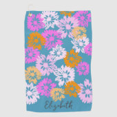 彼女のレディモダンゴルファー名前をカスタムするのためのフローラギフト ゴルフタオル (正面)