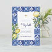 彼女のレモンの葉のタイルのための地中海の聖餐式 招待状 (スタンド正面)