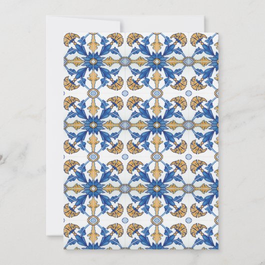 彼女のレモンタイルのヴィンテージ地中海の洗礼 招待状 (裏面)