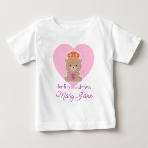 彼女のロイヤルキュート 面白かわいいパーソナライズピンク ベビーTシャツ