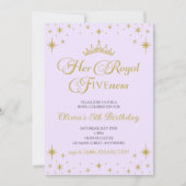 彼女のロイヤルファイヴネス ゴールドプリンセス 5歳の誕生日招待状 招待状 (正面)
