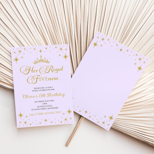 彼女のロイヤルファイヴネス ゴールドプリンセス 5歳の誕生日招待状 招待状