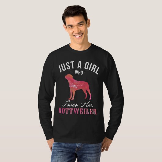 彼女のロットワイラー犬のオーナーGifを愛する少女 Tシャツ (正面フル)