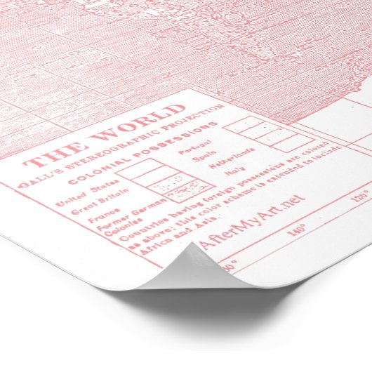 彼女の世界～ピンクのヴィンテージ世界地図 ポスター (角)