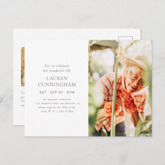 彼女の人生を称える 現代的 シンプル ミニマル フォト ポストカード (正面/裏面)