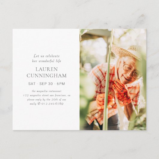 彼女の人生を称える 現代的 シンプル ミニマル フォト ポストカード (正面)