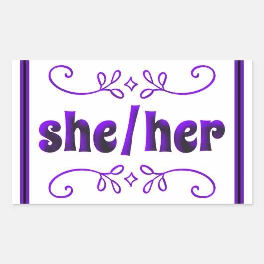 彼女の代名詞は紫のドードル 長方形シール (正面)