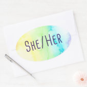 彼女の代名詞（レインボーウォーター色） 楕円形シール (封筒)