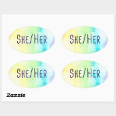 彼女の代名詞（レインボーウォーター色） 楕円形シール (シート)