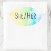 彼女の代名詞（レインボーウォーター色） 楕円形シール (バッグ)