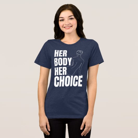 彼女の体彼女の選択の生殖権フェミニスト トライブレンドＴシャツ (正面全面)