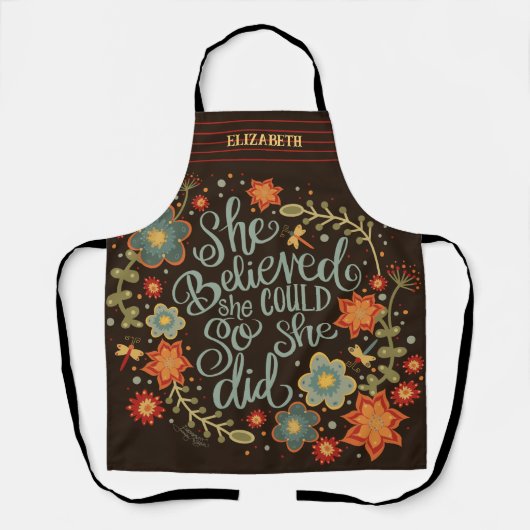 彼女の信じ引用文おもしろいフローラインスピレーション エプロン (正面)