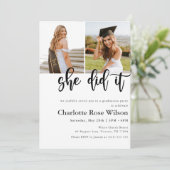 彼女の偉業 現代のエレガントな写真 卒業 招待状 (スタンド正面)