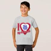 彼女の写真が大好き 赤いハート グレー Tシャツ (正面フル)