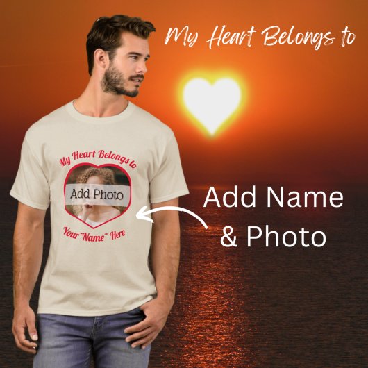 彼女の写真とハートが大好き Tシャツ