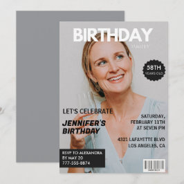 彼女の写真のスタイリッシュな雑誌の表紙 58歳の誕生日 招待状