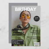 彼女の写真スタイリッシュ36歳の誕生日のための雑誌表紙 招待状 (正面/裏面)
