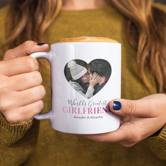 彼女の写真入りハートギフト コーヒーマグカップ
