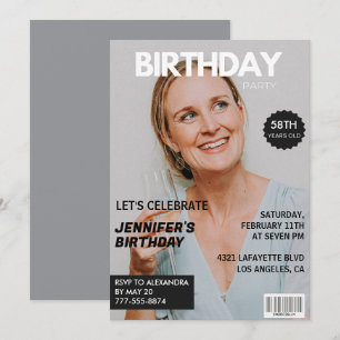 彼女の写真 58歳の誕生日スタイル雑誌の表紙 招待状