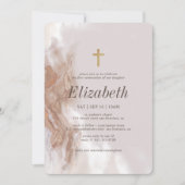 彼女の初めての聖体拝領のためのゴールドウォーターカラークロス 招待状 (正面)