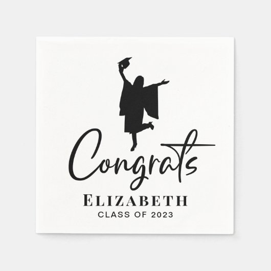 彼女の卒業党のおめでとう スタンダードカクテルナプキン (正面)