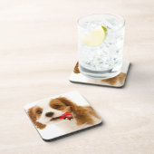 彼女の口の赤い車を持つチャールズ王スパニエル犬 コースター (右側)