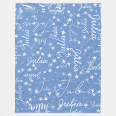 彼女の名でライトブルーの空に浮かぶ斑点のある星 フリースブランケット (正面)